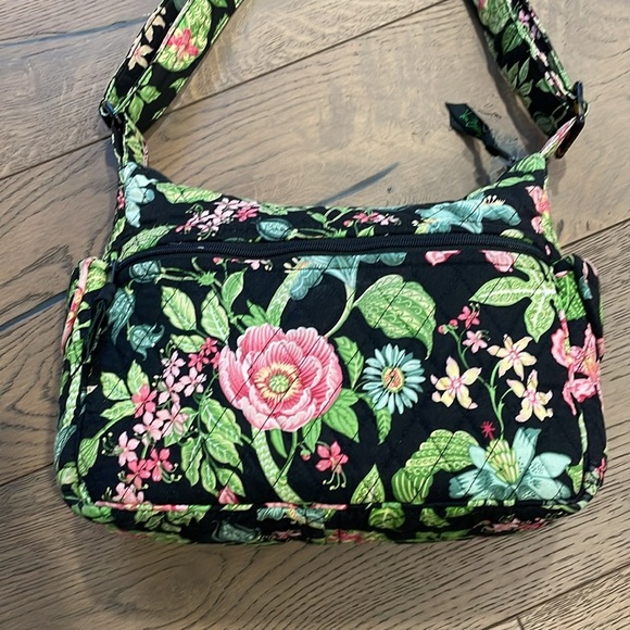 Vera Bradley Black Floral Botanical Purse Cross Body Adjustable Strap - Picture 3 of 8